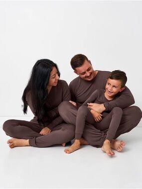 NWT Little Sleepies Chocolate Brown kids 2 piece long sleeve pajama set